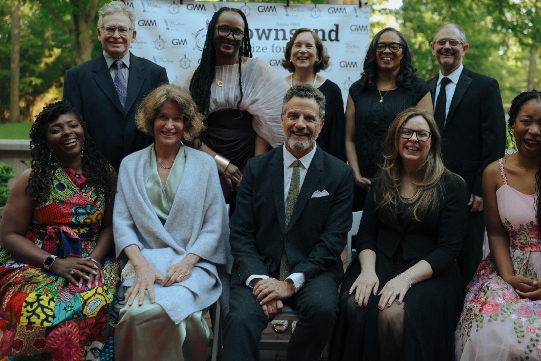 Denene Willner (far left, front row) poses with the other nine finalists for the 2025 Townsend Prize.