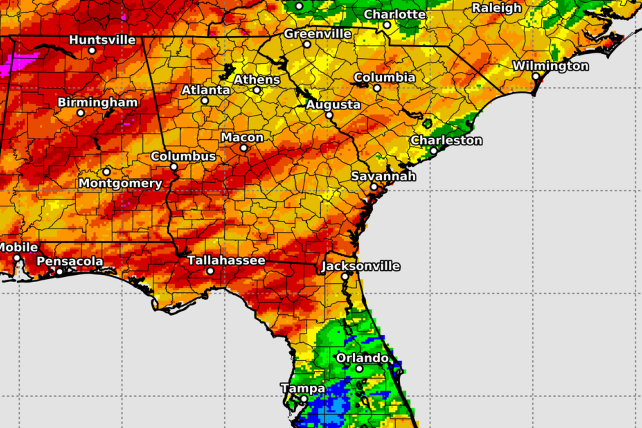 A precipitation monitor from the Southeast Regional Climate Center. 