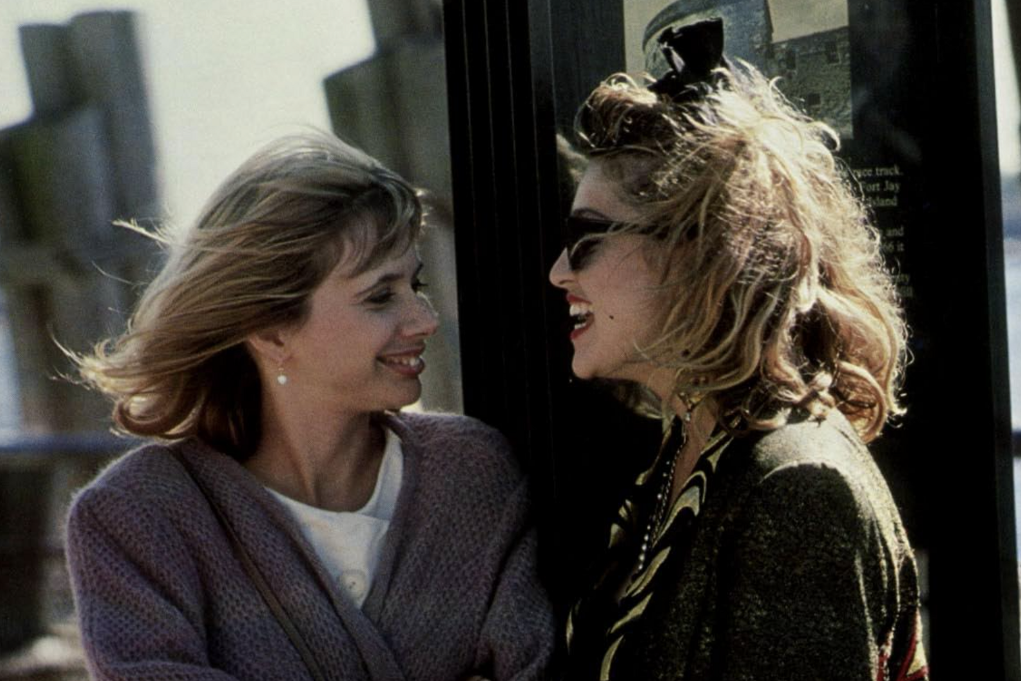 A promotional photo shows Rosanna Arquette (left) and Madonna on the New York CIty set of Desperately Seeking Susan in 1984. The film was directed by Susan Seidelman and will be presented at Atlanta's Plaza Theatre on May 3, 2025 as part of the Atlanta Film Festival.