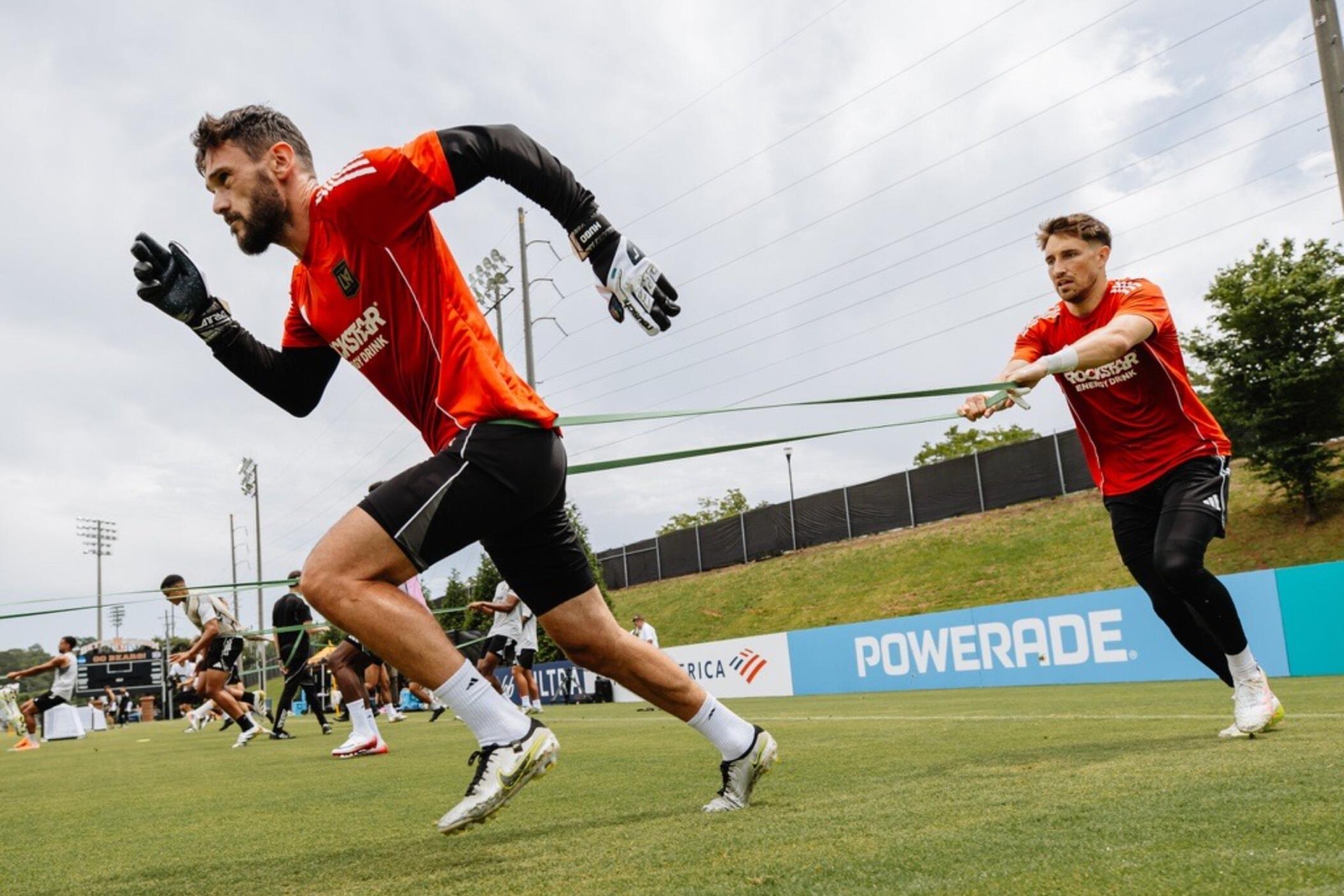 Los Angeles Football Club players practice at Mercer University ahead of their June 16 match against Chelsea in Atlanta as part of the 2025 FIFA Club World Cup tournament .