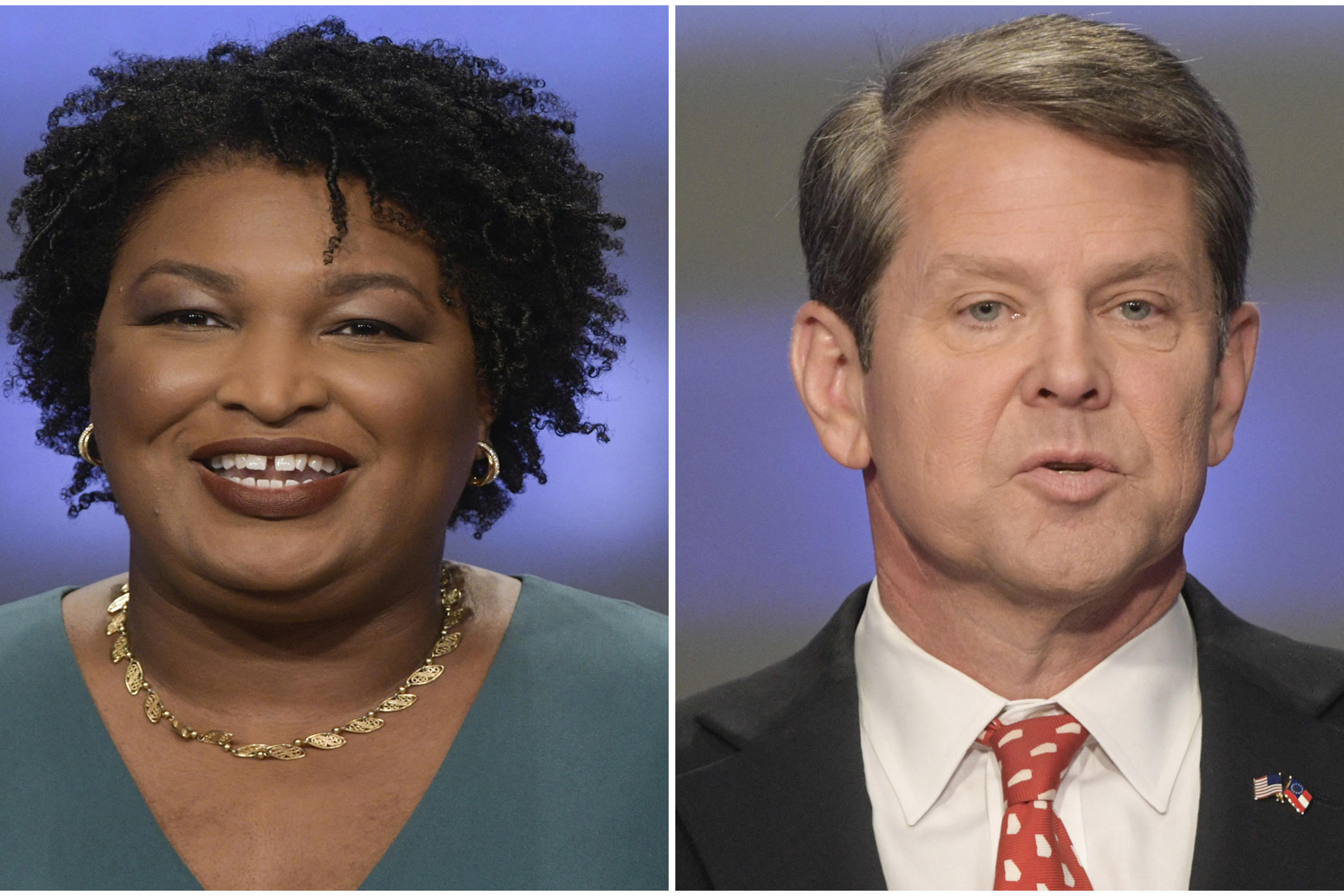 Democrat Stacey Abrams (left) and Georgia Gov. Brian Kemp 