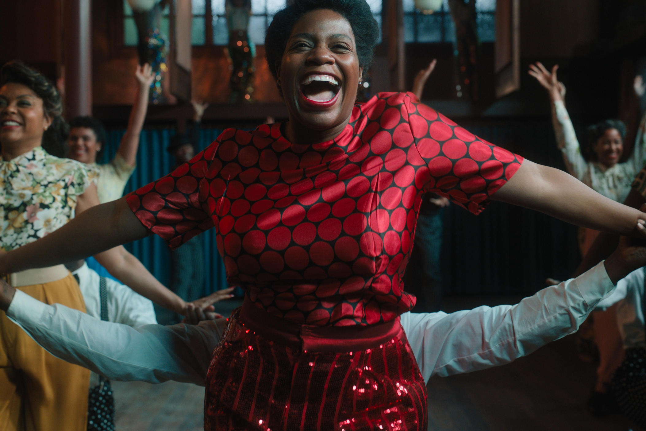 (L-R) Taraji P. Henson as Shug Avery, Fantasia Barrino as Celie and Danielle Brooks as Sofia in <em>The Color Purple</em>, a Warner Bros. Pictures release.