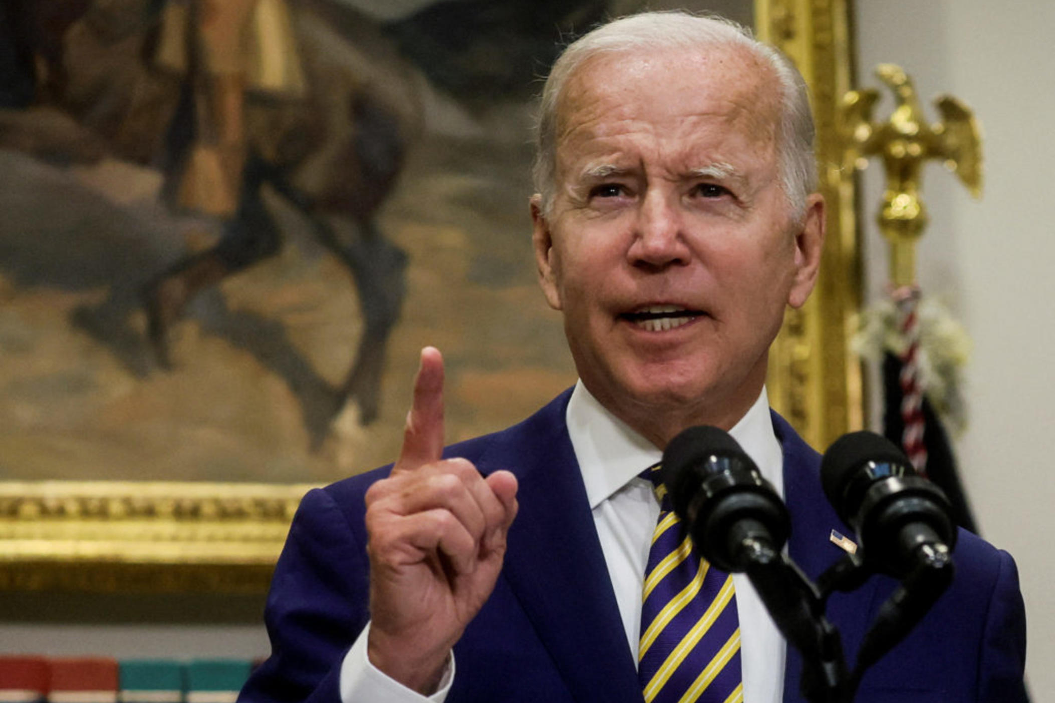 U.S. President Joe Biden speaks about administration plans to forgive federal student loan debt during remarks in the Roosevelt Room at the White House in Washington, U.S., August 24, 2022. REUTERS/Leah Millis