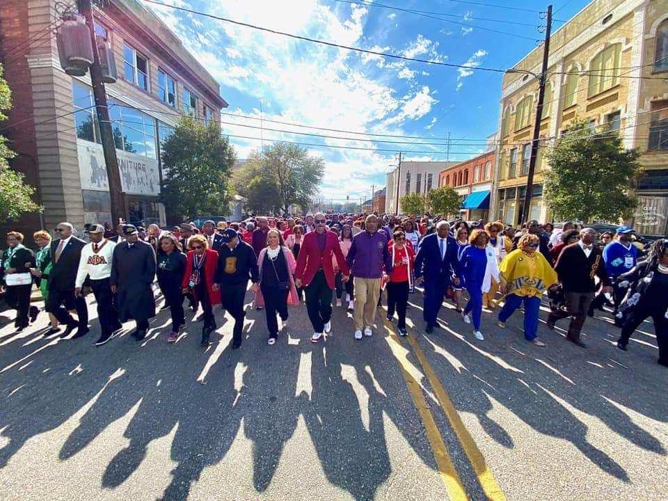 Members of the Divine Nine Black fraternities and sororities marched in Selma for the 50th anniversary of Bloody Sunday.