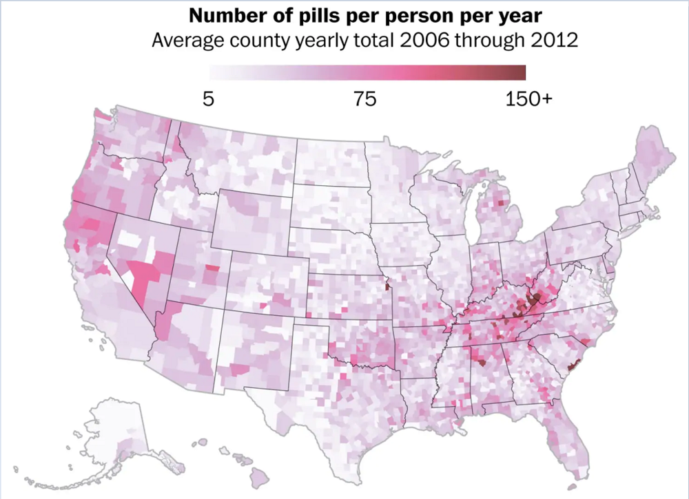 Data compiled by the DEA and CDC and analyzed by the Washington Post showed an inordinate number of prescription opioids going to certain communities, including some in Georgia.