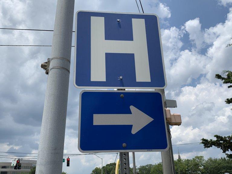 Hospital road sign