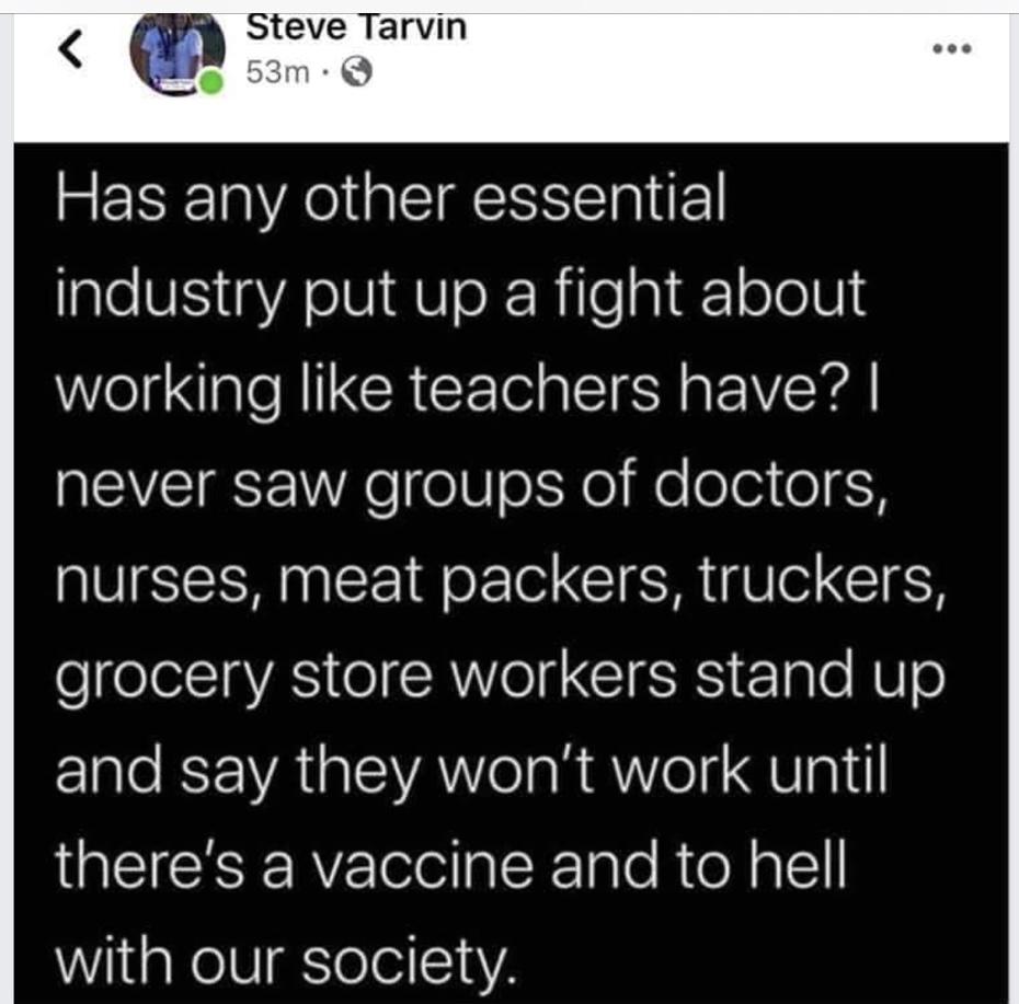A screenshot of the original post, supplied to GPB News by Rep. Tarvin.