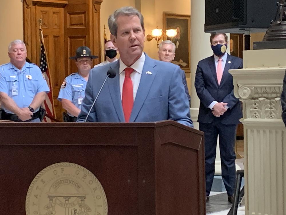 Georgia Gov. Brian Kemp preempts the ability of the state's cities and counties from mandating the wearing of masks.