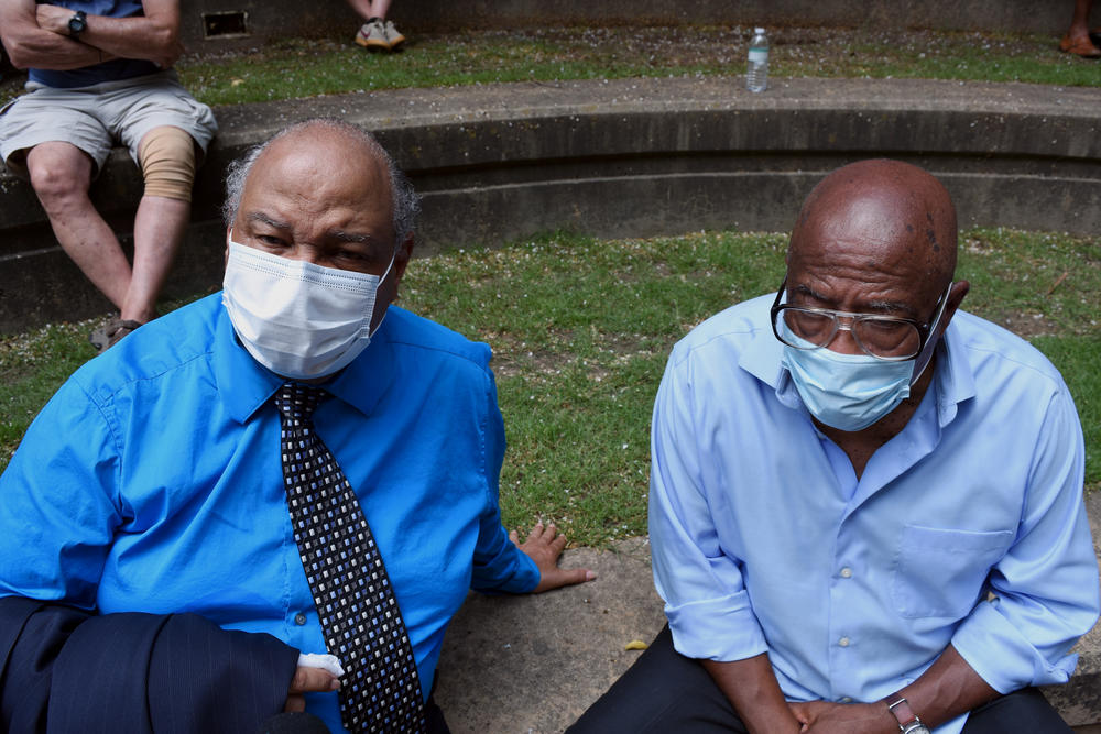 Les Fonza and Gilbert Young were two of the hundreds that celebrated the life of John Lewis outside Ebenezer Baptist Church.