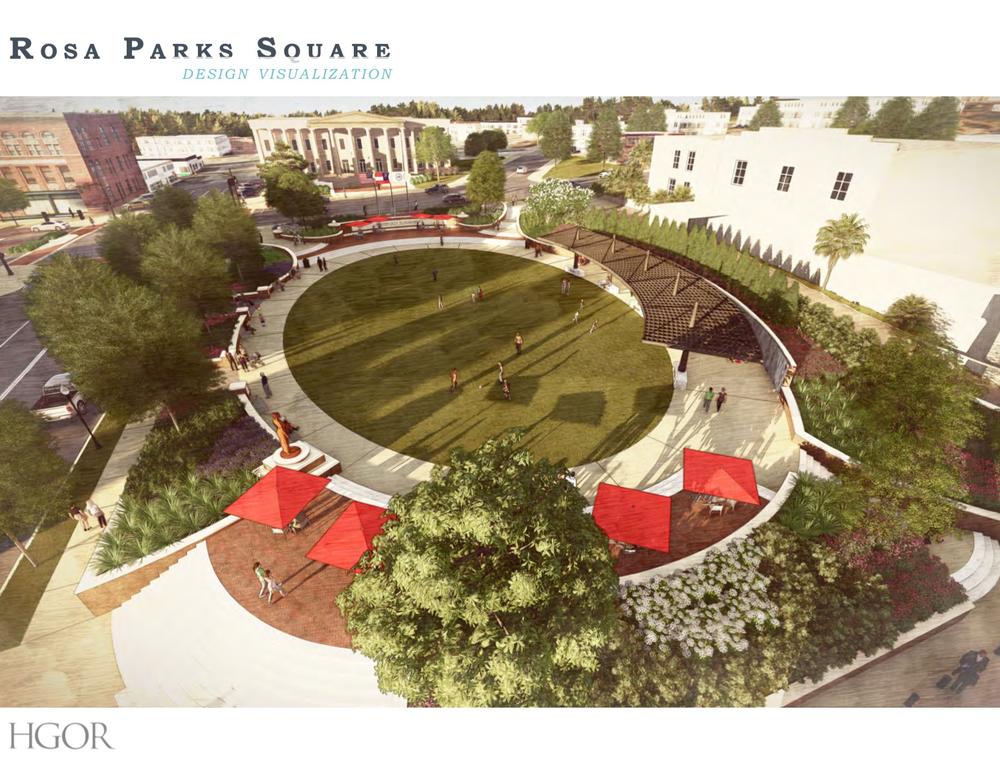Rendering of the proposed Rosa Parks Square