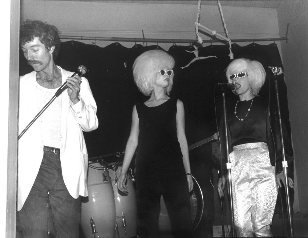 Fred Schneider, Cindy Wilson (middle), and Kate Pierson of the B-52’s perform during the band’s debut at an Athens, Georgia, Valentine party. 