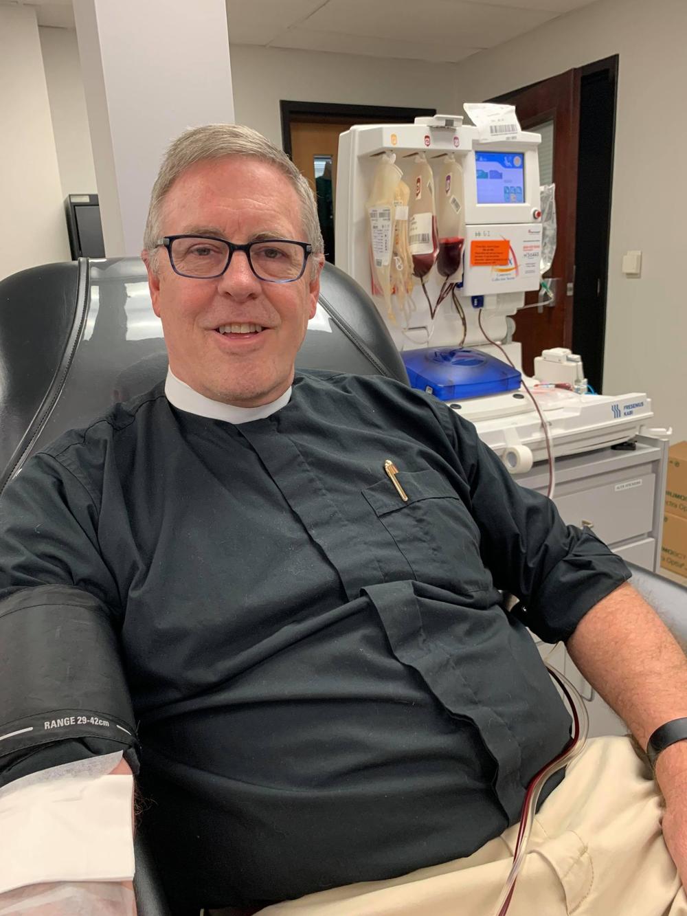 Father Brad Whitaker donates convalescent plasma