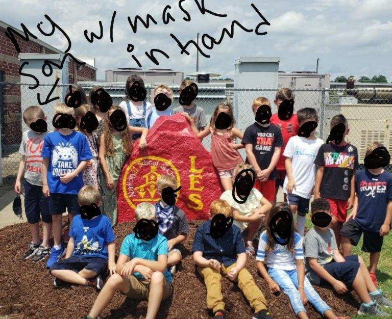 Third grade class without masks