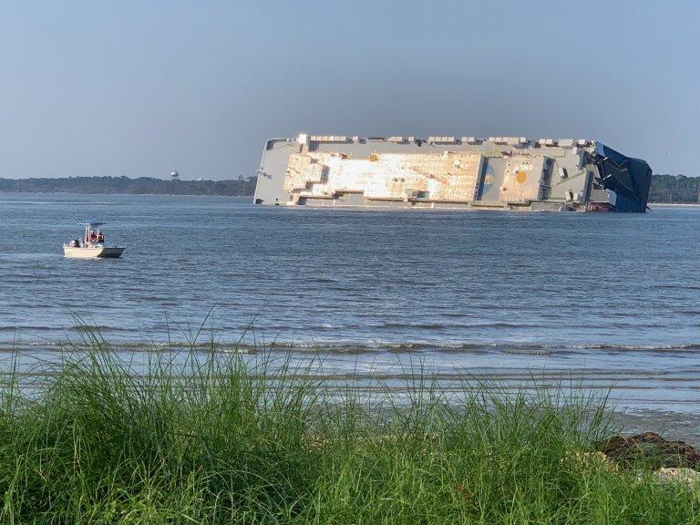 The Georgia Water Coalition’s ‘Dirty Dozen’ offenders list for 2019 includes the disaster of the oil spill from the Golden Ray, a vehicle carrier that’s shown here soon after it capsized in St. Simons Sound in early September.