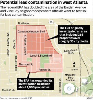 Map of potential lead contamination in West Atlanta