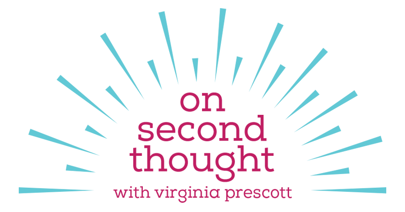 "On Second Thought" pink and blue logo