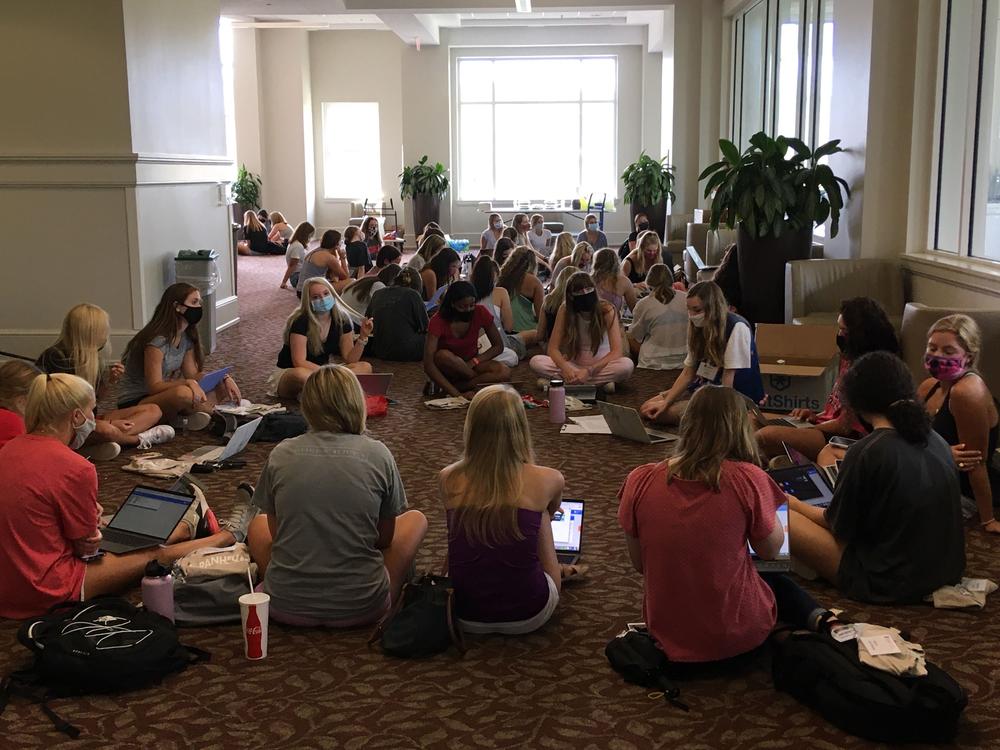 UGA students in the Tate Student Center on campus, August 15, 2020