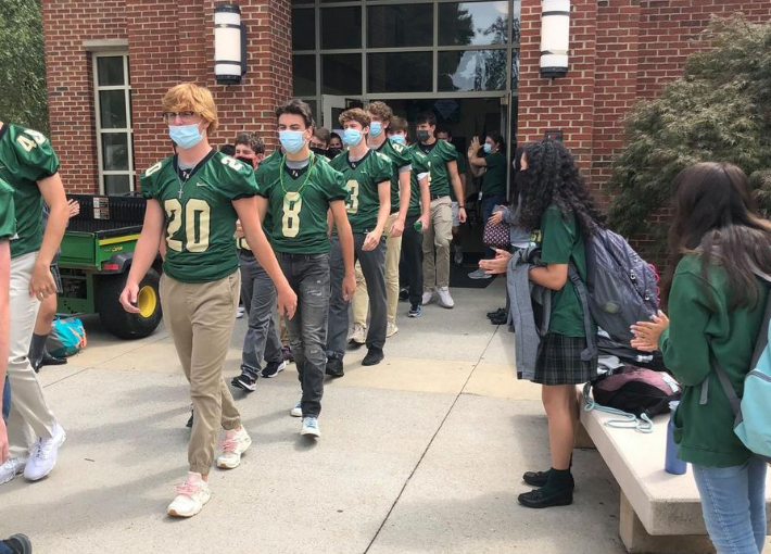 Pinecrest Academy Football Players Wear Masks