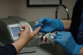Patient with diabetes receives an A1C test.