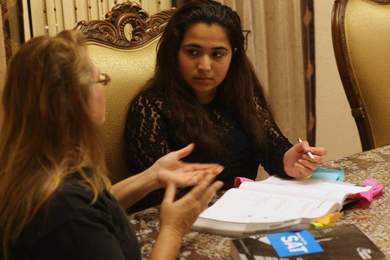 Student studying for SAT.