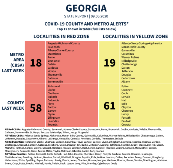 graphic of red and yellow zones in Georgia