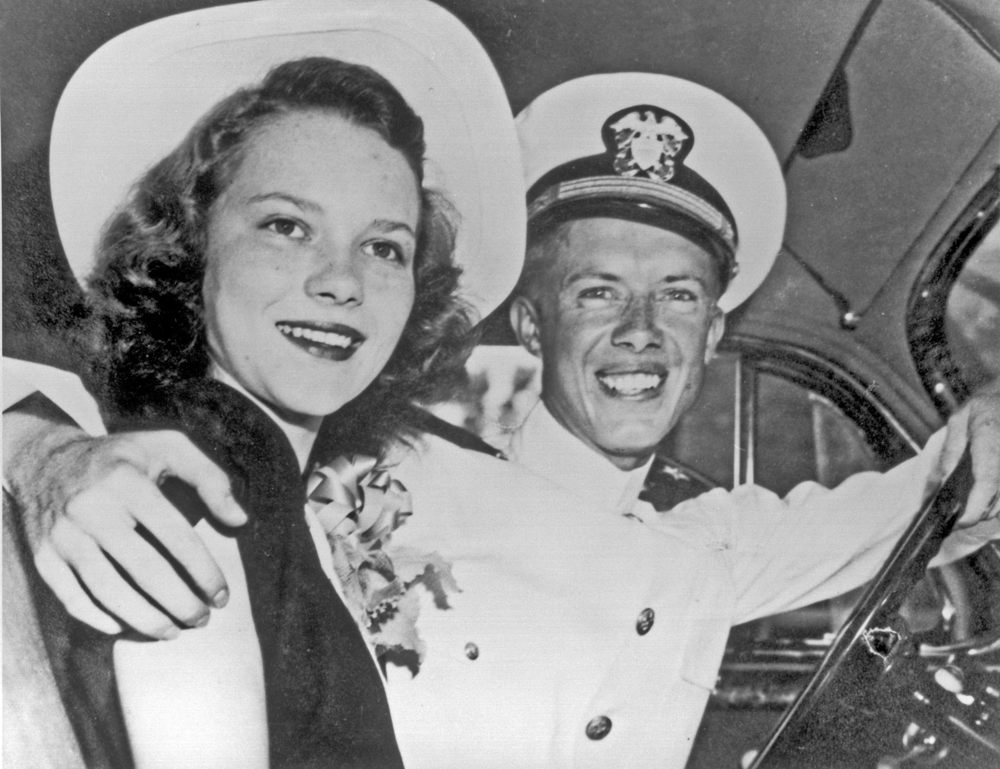 Rosalynn and Jimmy Carter wedding photo, July 7, 1946.