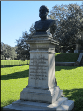 In Savannah, the bust of Confederate Gen. Lafayette McLaws sits in Forsyth Park, surviving several vandalism attempts.