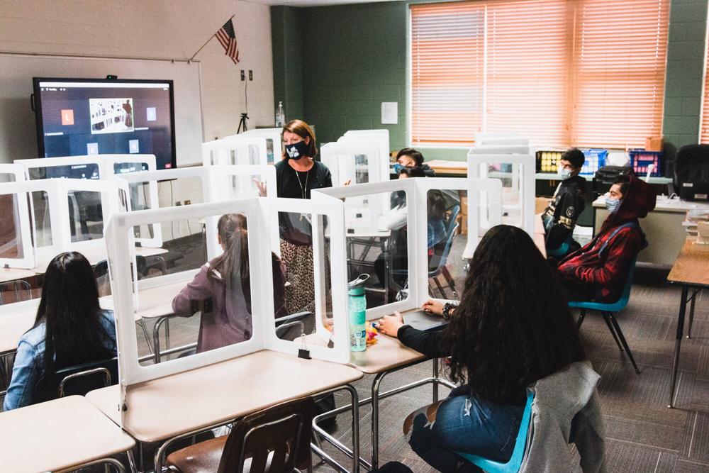 A Marietta High School class this fall. High school students were the last to return for in-person learning.