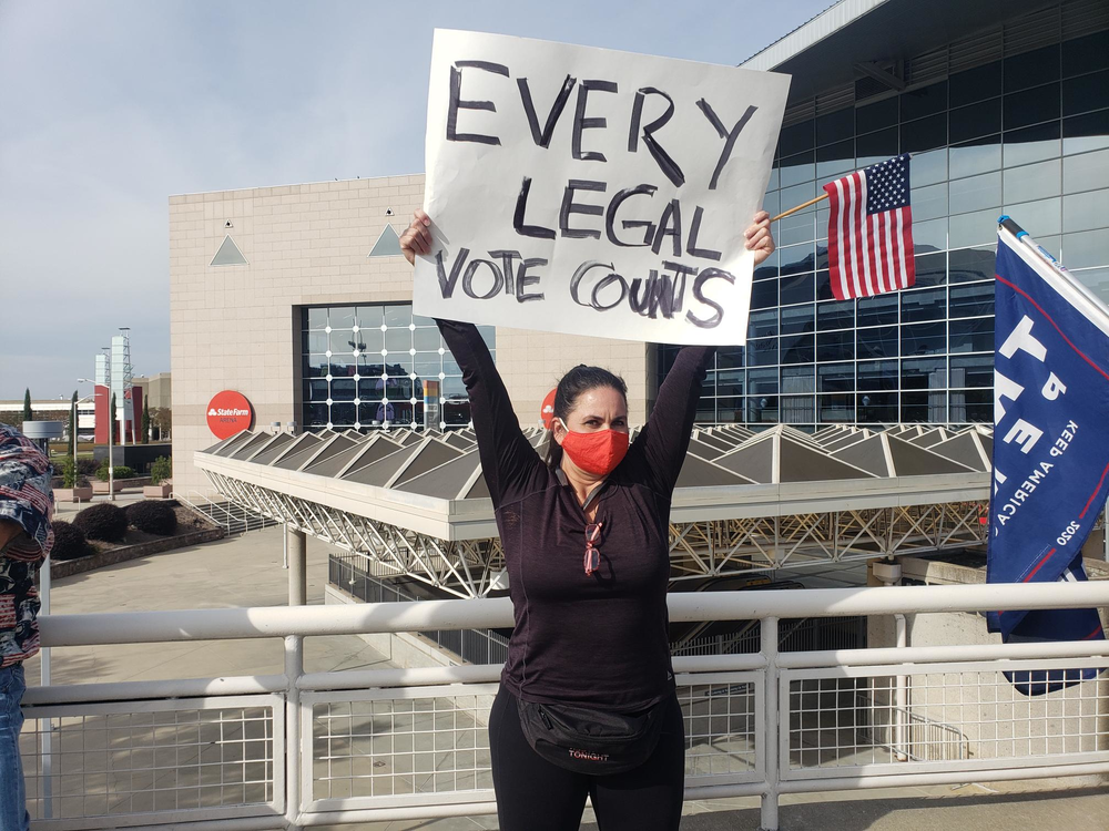 Trump Supporter Protests Outside State Farm Arena