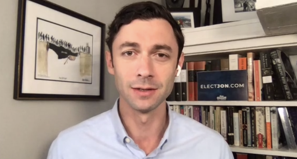 Democratic U.S. Senate candidate Jon Ossoff on a virtual conference call this morning.