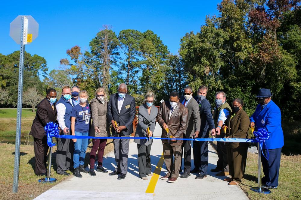 Chatham County leaders cut the ribbon across the new Truman Linear Park Trail.