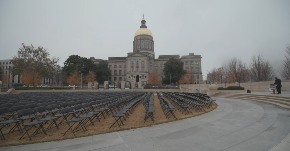 1000 empty chairs outside the Georgia state Capitol