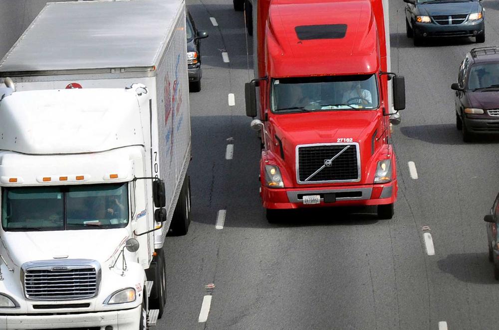 Truck traffic on I-75 in Cobb County.