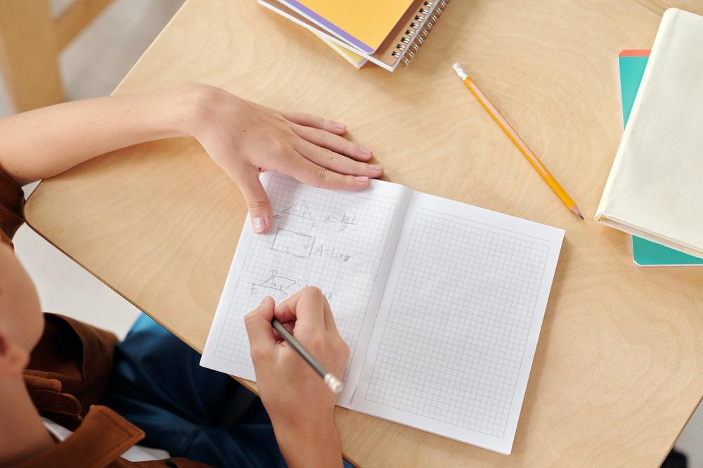 Student working on a desk