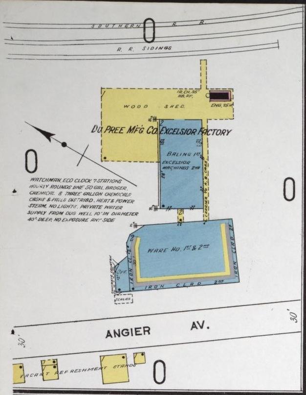 The DuPre Excelsior Mill on a 1911 Sanborn Fire Map.