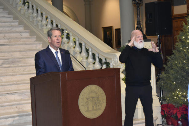 Gov. Brian Kemp speaks at a press conference about the COVID-19 vaccine distribution in Georgia.