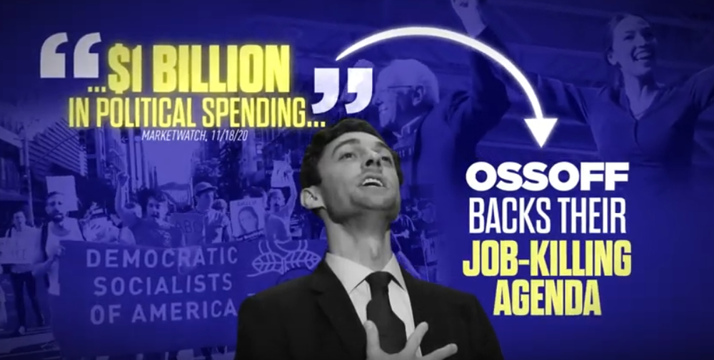 The $1 Billion dollar figure is based on spending by all four Senate candidates, not Ossoff alone.