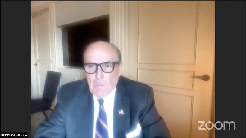 Screenshot of Rudy Giuliani speaking during a Dec. 10, 2020, video conference call with the Georgia House.