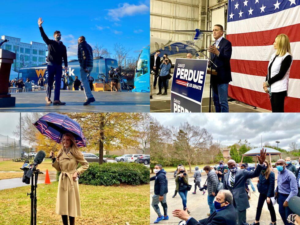 Clockwise: Jon Ossoff, U.S. Sen. David Perdue, Rev. Raphael Warnock and U.S. Sen. Kelly Loeffler are competing for Georgia’s two Senate seats in the runoff elections on Jan. 5, 2021.