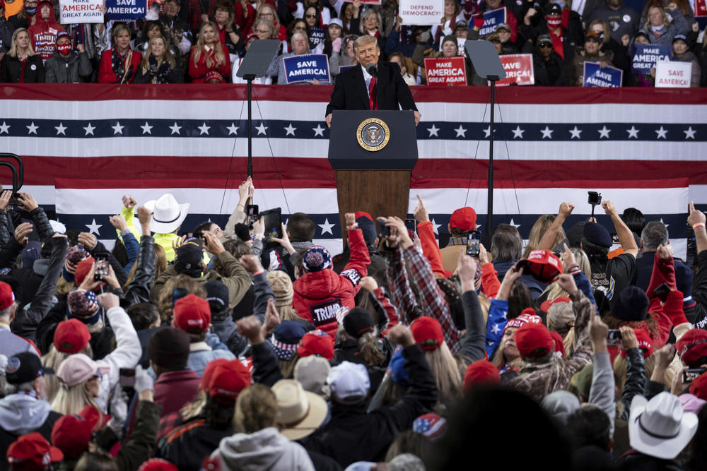 At a rally in Valdosta, President Donald Trump continued to make baseless claims about the 2020 election being “rigged"