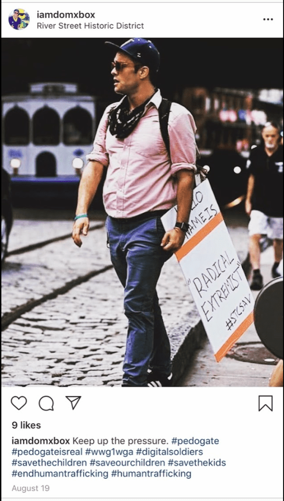 Dominic Box at a River Street protest.