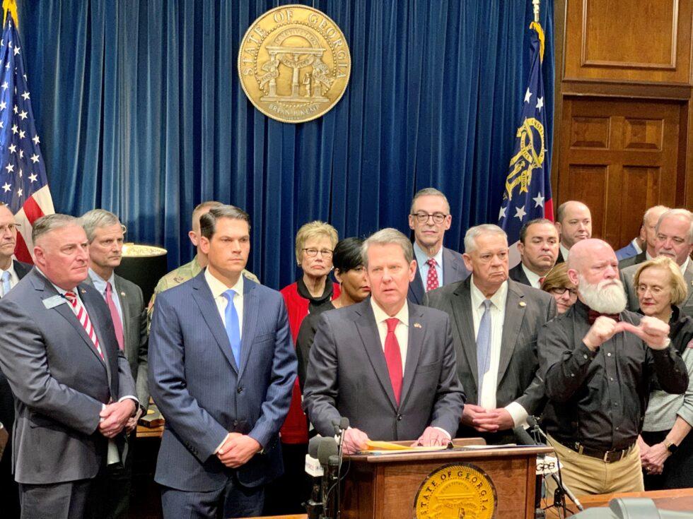 Gov. Brian Kemp calls for vulnerable residents to take precautions as coronavirus spreads in Georgia in March of 2020. 
