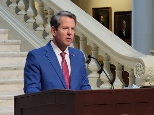 Gov. Brian Kemp announced new vaccine criteria that include teachers in the Georgia Capitol Thursday.