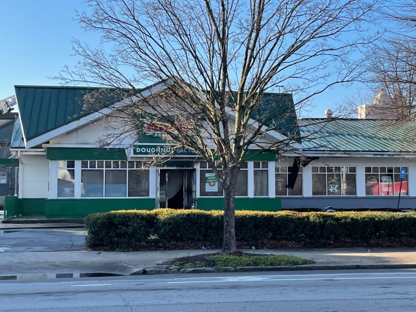 Krispy Kreme damaged by fire in Atlanta.