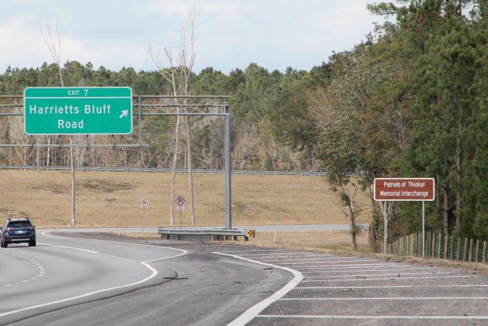 Patriots of Thiokol Memorial Interchange at I-95 and Harriet’s Bluff Road.