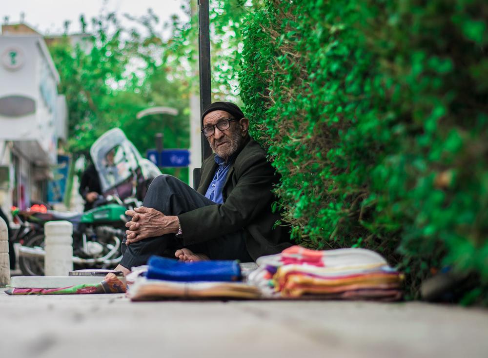 Homeless man on street
