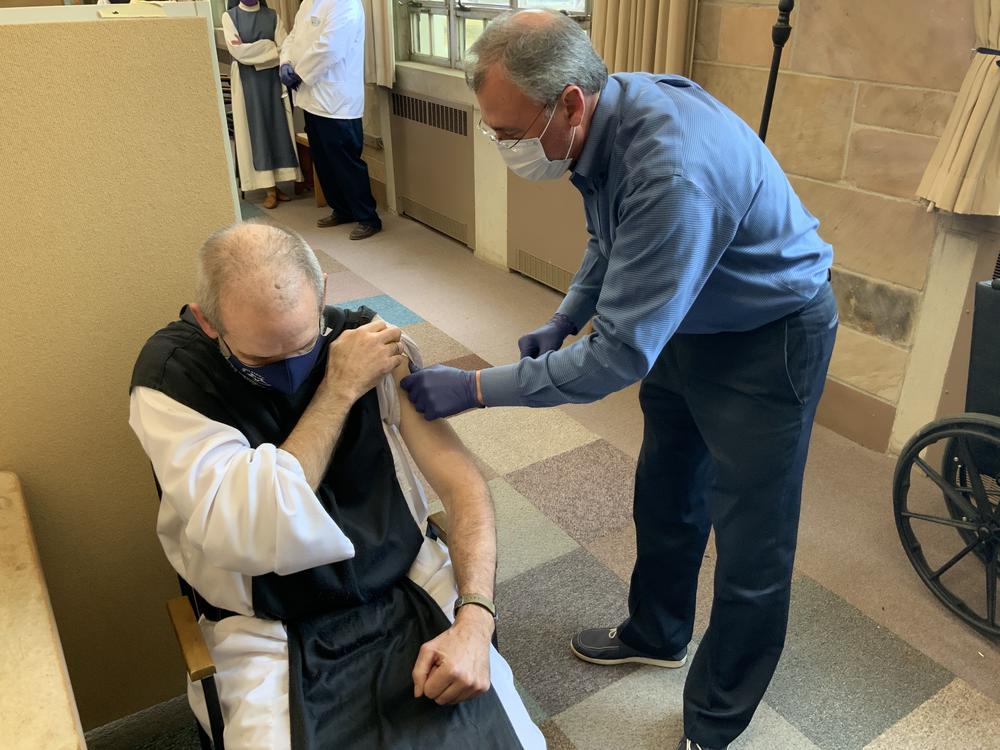 Trappist Monk Receives the COVID vacine