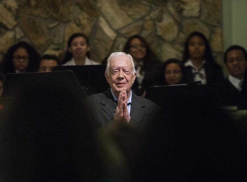 Former President Jimmy Carter at Sunday School in 2015.