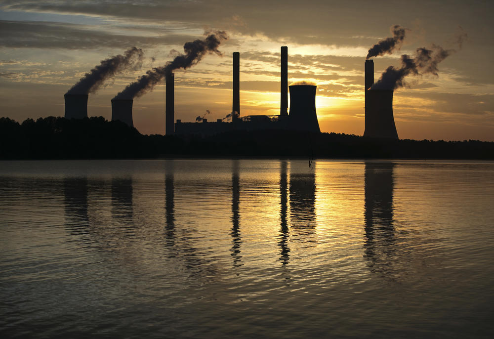 n this June 3, 2017, file photo, the coal-fired Plant Scherer, one of the nation's top carbon dioxide emitters, stands in the distance in Juliette, Ga.