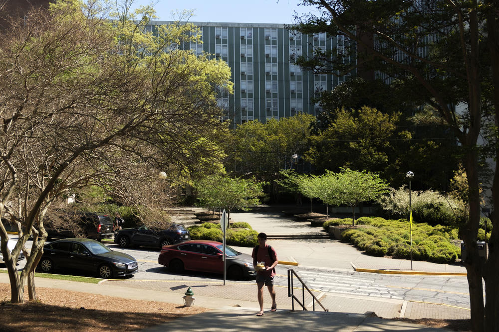 Creswell Hall on the UGA campus. Creswell and three other high rise dormitories stand today on what was once the Black, working class neighborhood called Linnentown. 